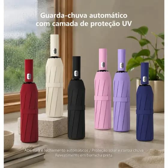 Guarda Chuva Automático Grande Abre E Fecha Reforçado Contra Vento Colorido--B-1667