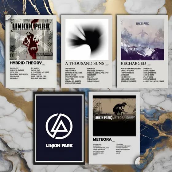Quadro Decorativo Placas Linkin Park Quadro Discografia Album em MDF 30x20cm Full HD