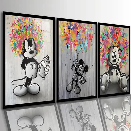 Quadros Decorativos Quarto Gamer Mickey Disney Money Quadro Grande Moderno Luxo
