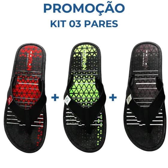 Kit 3 pares chinelo masculino antiderrapante sandalia masculina kit chinelo masculino adulto corun 2