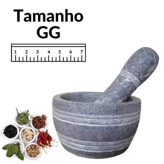 Pilão almofariz GG pedra sabão Arte Nativa