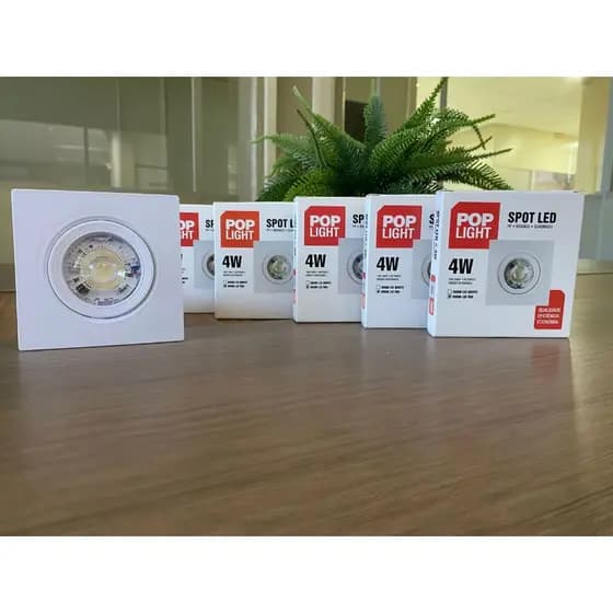 Kit 5 Spots LED Quadrado Embutir 4W 6500K Luz branca Autovolt
