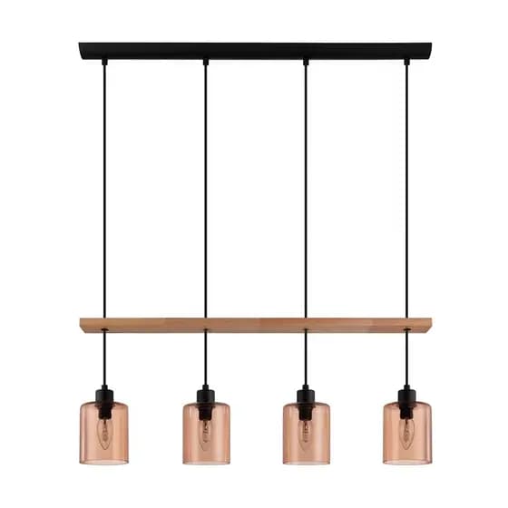 Pendente Vidro Bronze 4 Luzes E14 Decorativo 775x100x1100mm