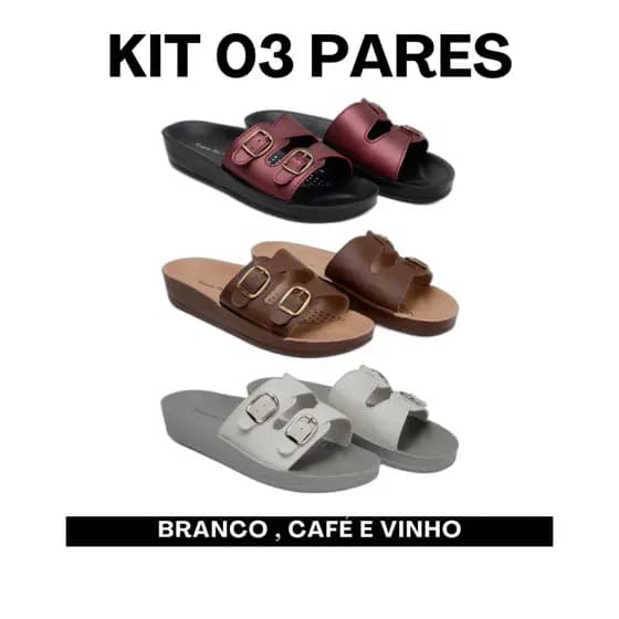 Kit 3 Pares Chinelo Feminino Sandalia Ortpédica Confortavel Esporão Plantar Terapia dos Pés