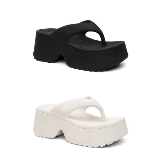 Kit 2 SAndalia Tamanco Feminino Plataforma Papete Salto Alto Confortavel Macia Leve Ortoopédica
