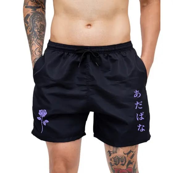 Short Praia Tactel Mauricinho Curto Verão Tactel Floral Japones