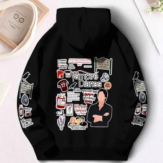 Moletom Canguru The Vampire Diaries Diarios De Um Vampiro Premium Serie Damon E Stefan Unissex