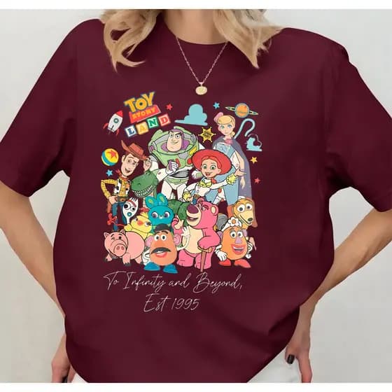 Camiseta Estilo Retrô Estampa Toy Story Colorida “To Infinity and Beyond” Inspirada Em desenho
