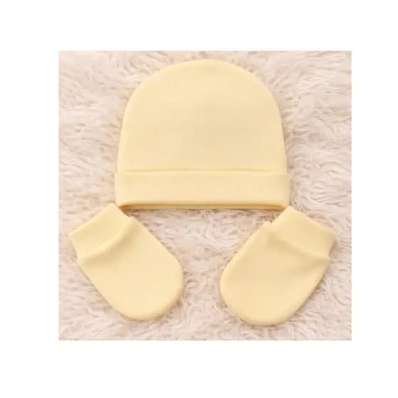 1 kit touca + luva 100% algodão Bebê de 0 a 4 Meses Diversas Cores