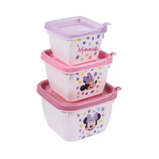 Kit 3 Potes Lanche Armazenar papinha Infantil bebê Plasutil Potinhos Para Baby Kit de Pote Papinha MInnie ou Mickey Baby