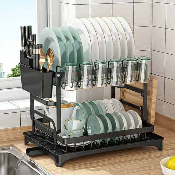 Escorredor de Louça Rack Aço,Escorredor METAL De Louça Cozinha Pratos e Talheres