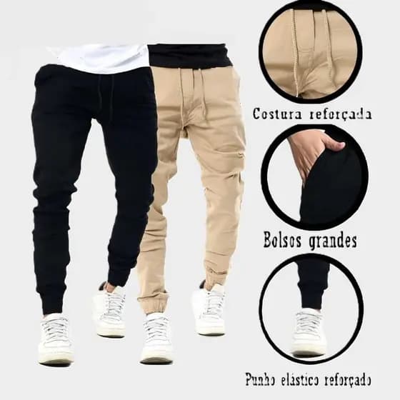 Calça Jogger Masculina Adulto Slim Moda Direto da Fábrica Joger Academia Com Punho