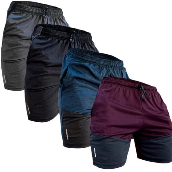 Kit 4 Bermuda Dryfit Masculina Academia Leve Premium Com Bolsos Malha Fria Seca Rápido