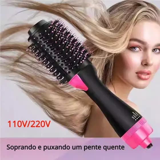 Escova Elétrica Secadora 3 em 1 - Alisa, Seca e Modela 110V