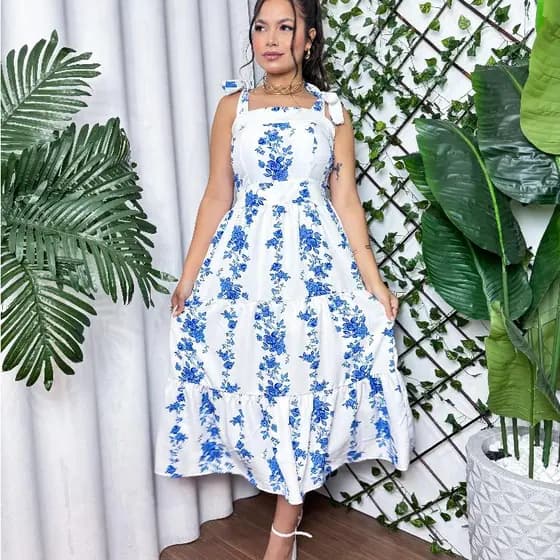 Vestido Feminino Midi Crepinho Floral - vestido 3 Marias Moda Casual Estampado