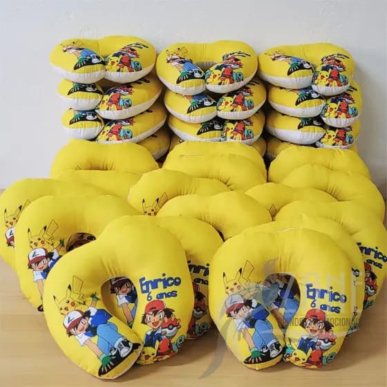 20 Almofadas de Pescoço Pequena Pikachu Pokémon Viagem Personalizada Festas Lembrancinhas Batizados Aniversário