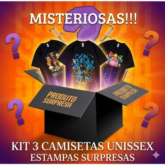 Kit 3 Camisetas Queima de Estoque! Super Saldão Camiseta Surpresa 100% Algodão Unissex Envio Rápido