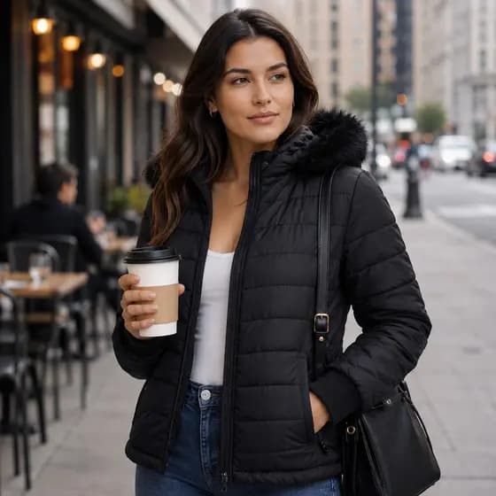 Jaqueta Puffer Feminina Bobojaco Peluciada Impermeavel Inverno Frio