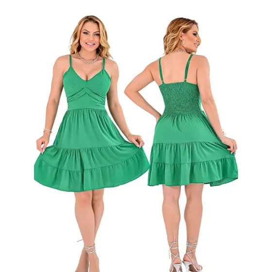 Vestido Feminino Curto De Alcinha Soltinho Babado Com Bojo Rodado Moda Verão