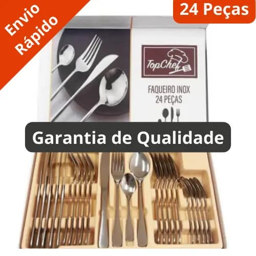 Jogo de Faqueiro 24 Peças - Inox jogo de talheres aço inoxidável colher pequena prata