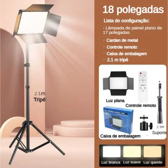 18P 80W Luz de vídeo LED bicolor 2700-7500K Painel de iluminação de fotografia na câmera Lâmpada preenchimento