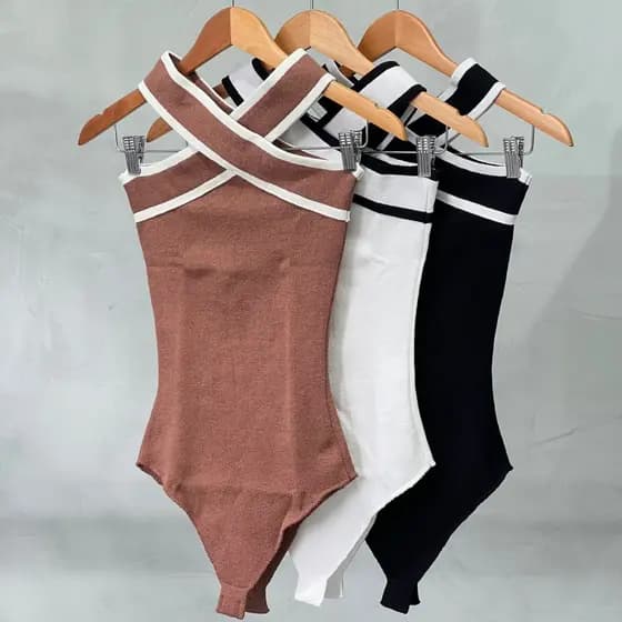 Body Tricot Bicolor Moda Blogueira