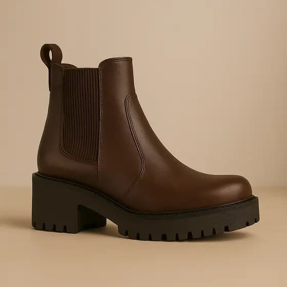 Coturno Chelsea Feminino Estilo Cowboy Fashion Cano Médio Sola Tratorada Must-Have da Estação