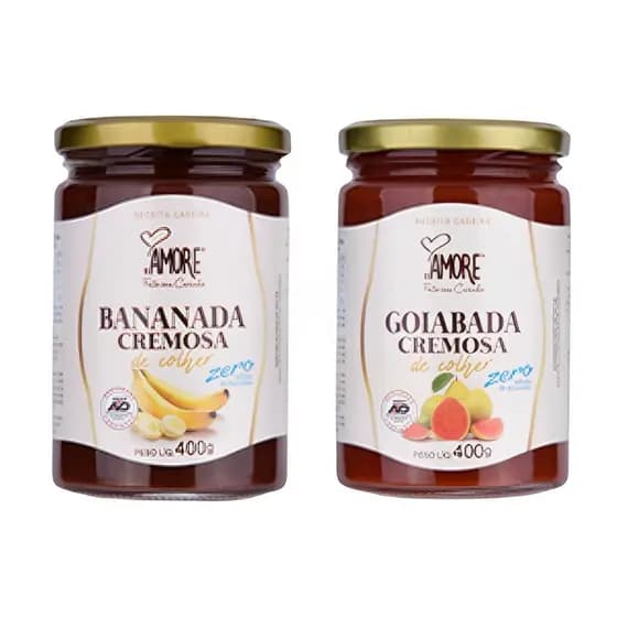 Bananada Cremosa + Goiabada Cremosa Zero Açúcar Amore 400g sabor máximo