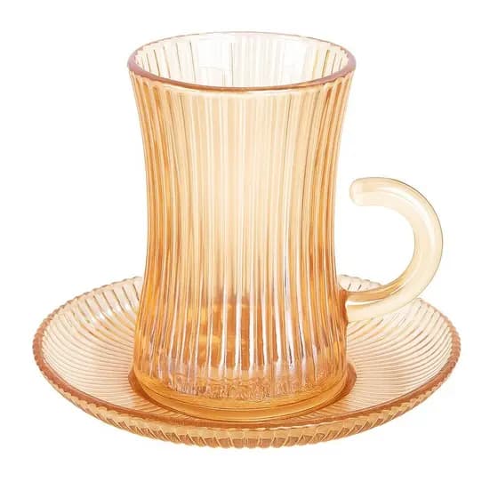 Jogo De Xícaras Elegantes 12 Peças Para Café e Chá 100ml Âmbar Versalhes Canelada Lanty Ke Home