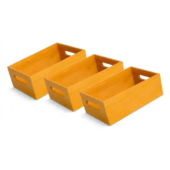 Conjunto 3 ou 1 Caixa Organizadora De Bambu Com Alça Cozinha Casa Bambu Natural