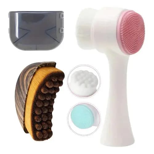 Escova Facial Drenagem Linfática Reduz Papada + Escova De Limpeza Rosto Dupla Face Remove Cravos