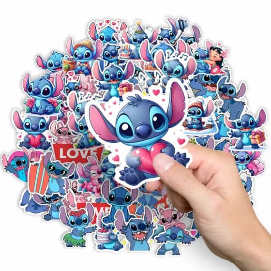 50 Adesivos à prova d'água Sticker animados Lilo & Stitch para capacete, bicicleta, garrafa, escolar