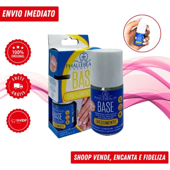 Base de Crescimento PhalleBeauty 10ml | Óleo de Rícino, D-Pantenol e Vitamina E | Unhas Fortes