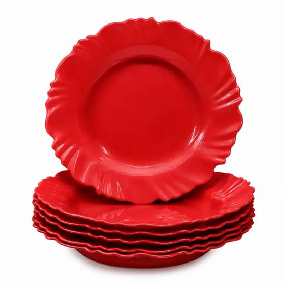 Kit 10/20/30 Pratos Festa Vermelho Fundo Com Borda