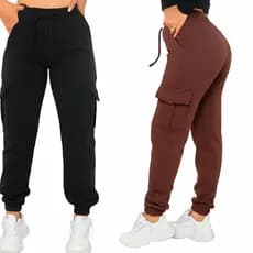 Kit 2 Calças Jogger Cargo Feminina em Moletom Premium - Conforto e Durabilidade - Estilo Streetwear