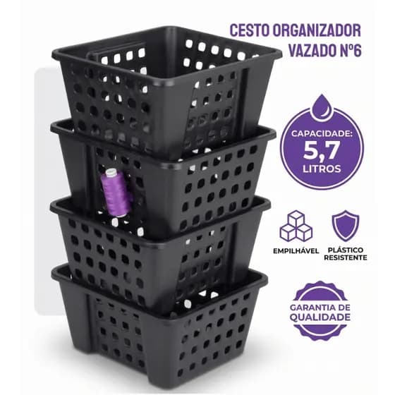 Kit 10 Cestos Organizador Multiuso Banheiro Grande 23x22x13cm