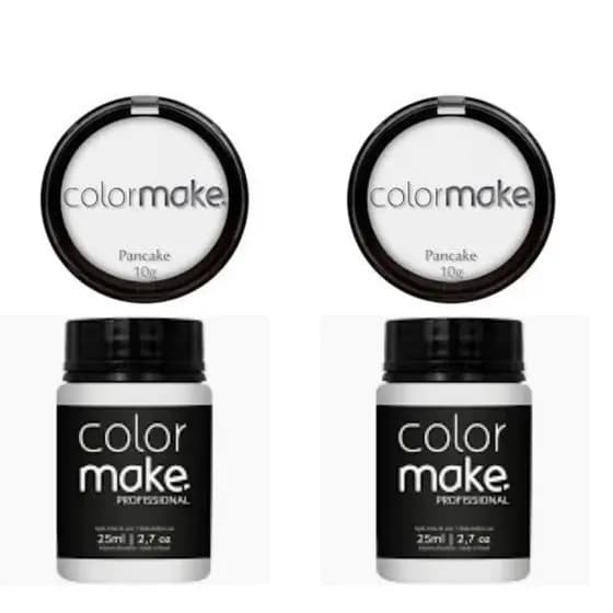 Kit Maquiagem Branco Colormake 02 Pancake + 02 Tinta Liquida 25ml Para Halloween Fantasia