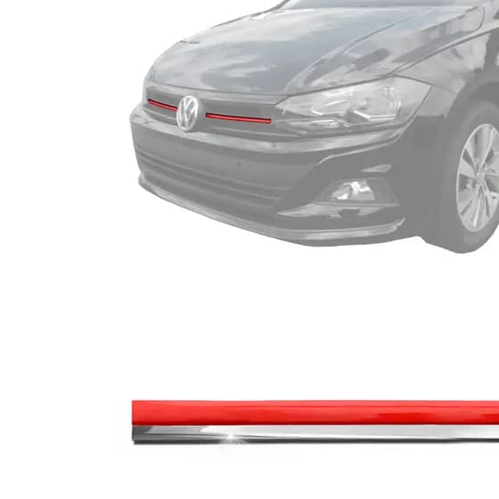 Aplique Friso Grade Gts Friso Vermelho Com Cromado Polo Virtus 2017 a 2022