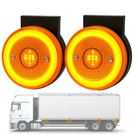 Lanterna Lateral Led Delimitadora Para Baú Caminhão Carreta Redonda