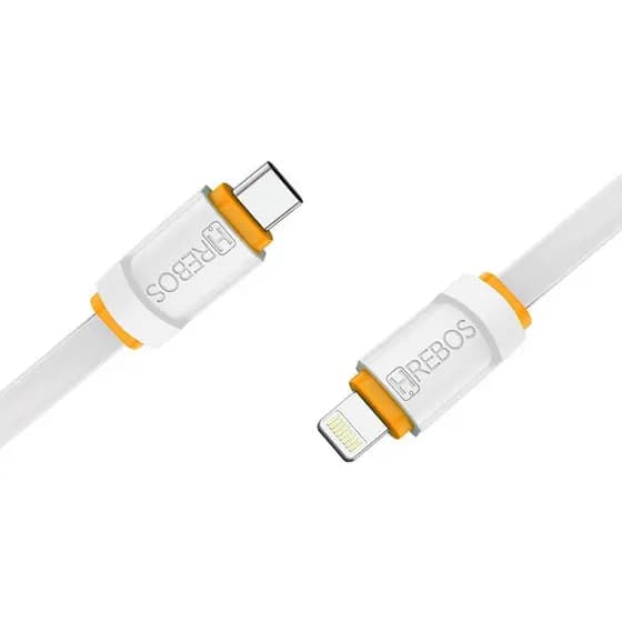 Cabo Turbo Tipo C de 1 e 2 metros compativel com iPhone conector Tipo C e Lightning turbo de 3.1A laranja, cinza e verde