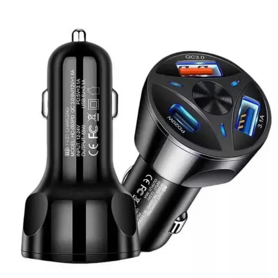 Carregador Veicular 3 Portas Turbo USB Carregador Para Carro - Envio Imediato