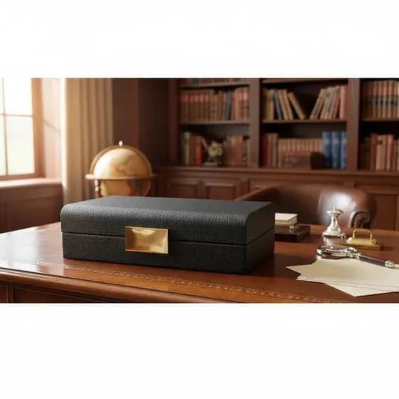 Caixa Decorativa Objeto Luxo Organizadora Tampa Couro* Gg