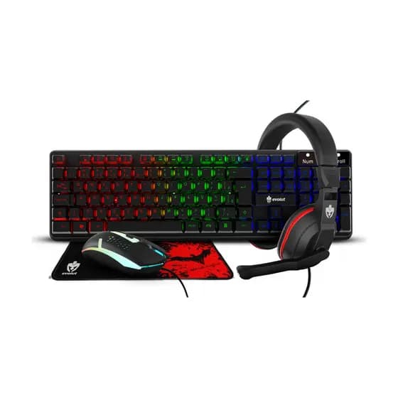 Teclado Combo Gamer Starter EG54 Evolut - Teclado, Mouse, Headset e Mousepad