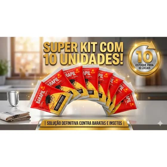 Kit 10 Barapil Baraticida 25g Isca Mata Baratas Original Alta Eficiência Controle de Pragas