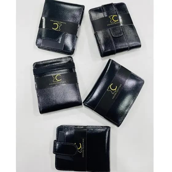 Carteira Masculina Em Couro Sintetico fecho botao