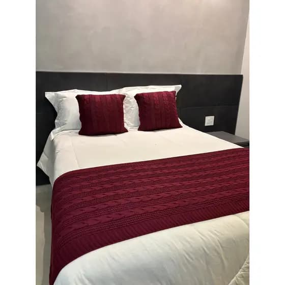 Kit Manta Peseira de Tricot + Capas de Almofada para Cama e Sofá Casal Queen King Decoração MILANO