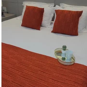 Kit Peseira de Tricô + Capa de Almofada para Cama e Sofá Casal Queen King Decoração Sofisticada RA