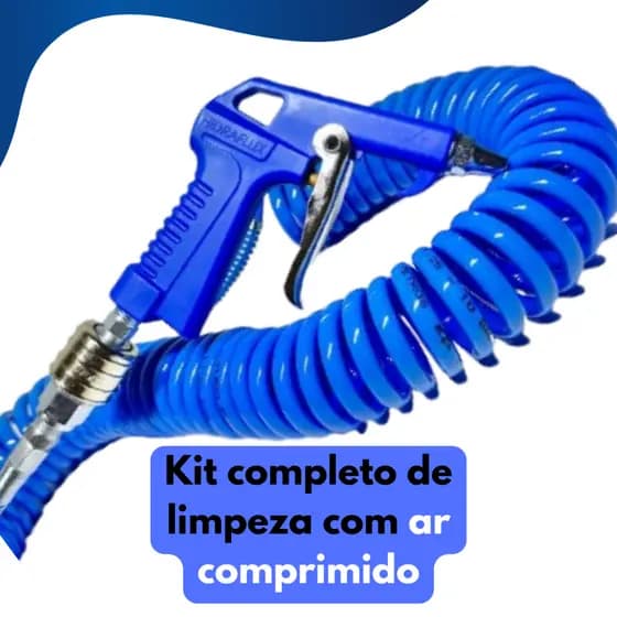 Kit mangueira espiral 10m Hidraflux com pistola de ar e engate rápido
