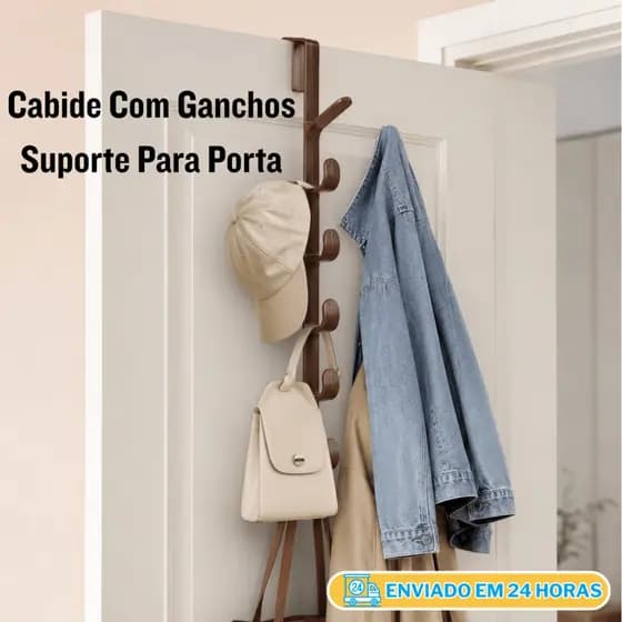 Cabide Suporte Para Porta Com 5 Ganchos Para Pendurar Da Porta/Bolsas/Chapéus/Acessórios. SP-03-LL