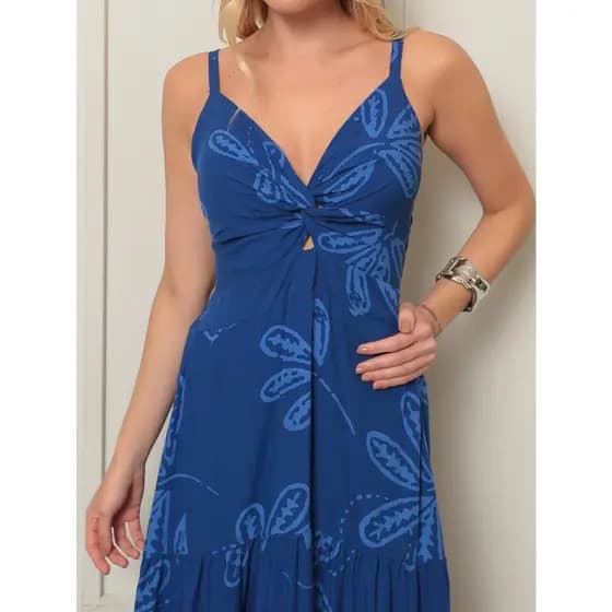 Vestido Longo de Viscose Com flor 05